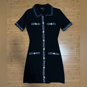 Maje Ravena Velvet Trim Dress